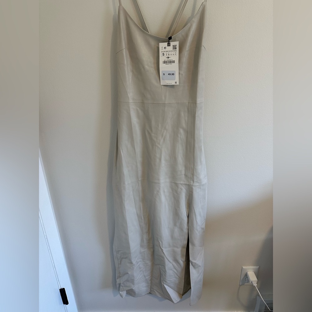 Zara Faux leather midi dress size small